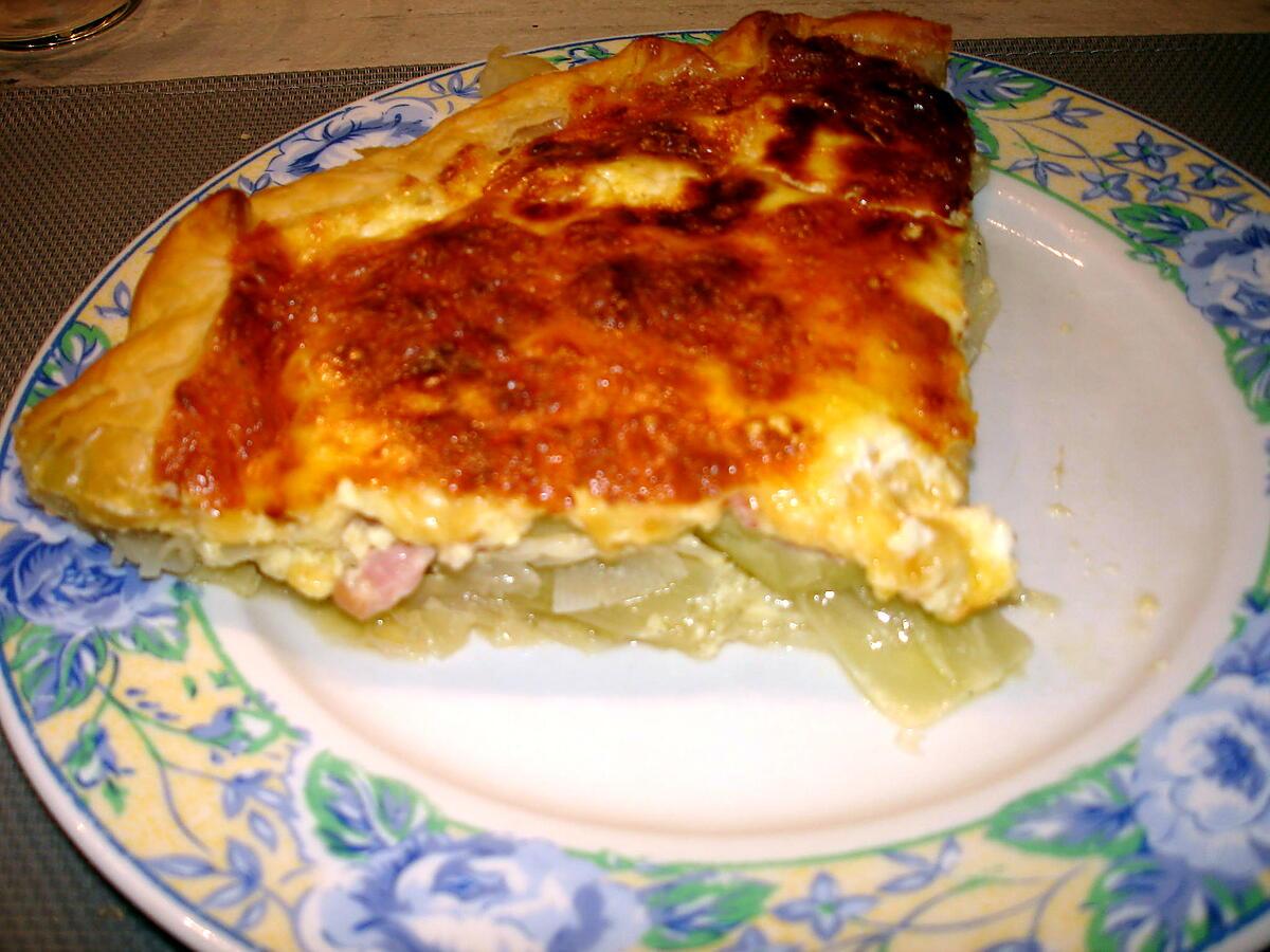 recette Quiche aux poireaux ,lardons et cheddar