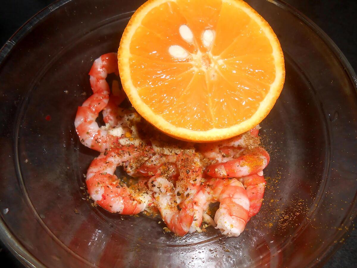 recette ASSIETTE DE SAUMON CREVETTES MARINEES A L'ORANGE