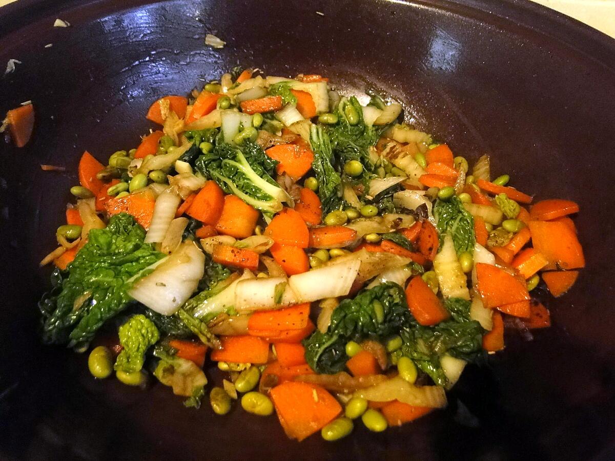 recette Sauté de blettes, carottes et haricots de soja