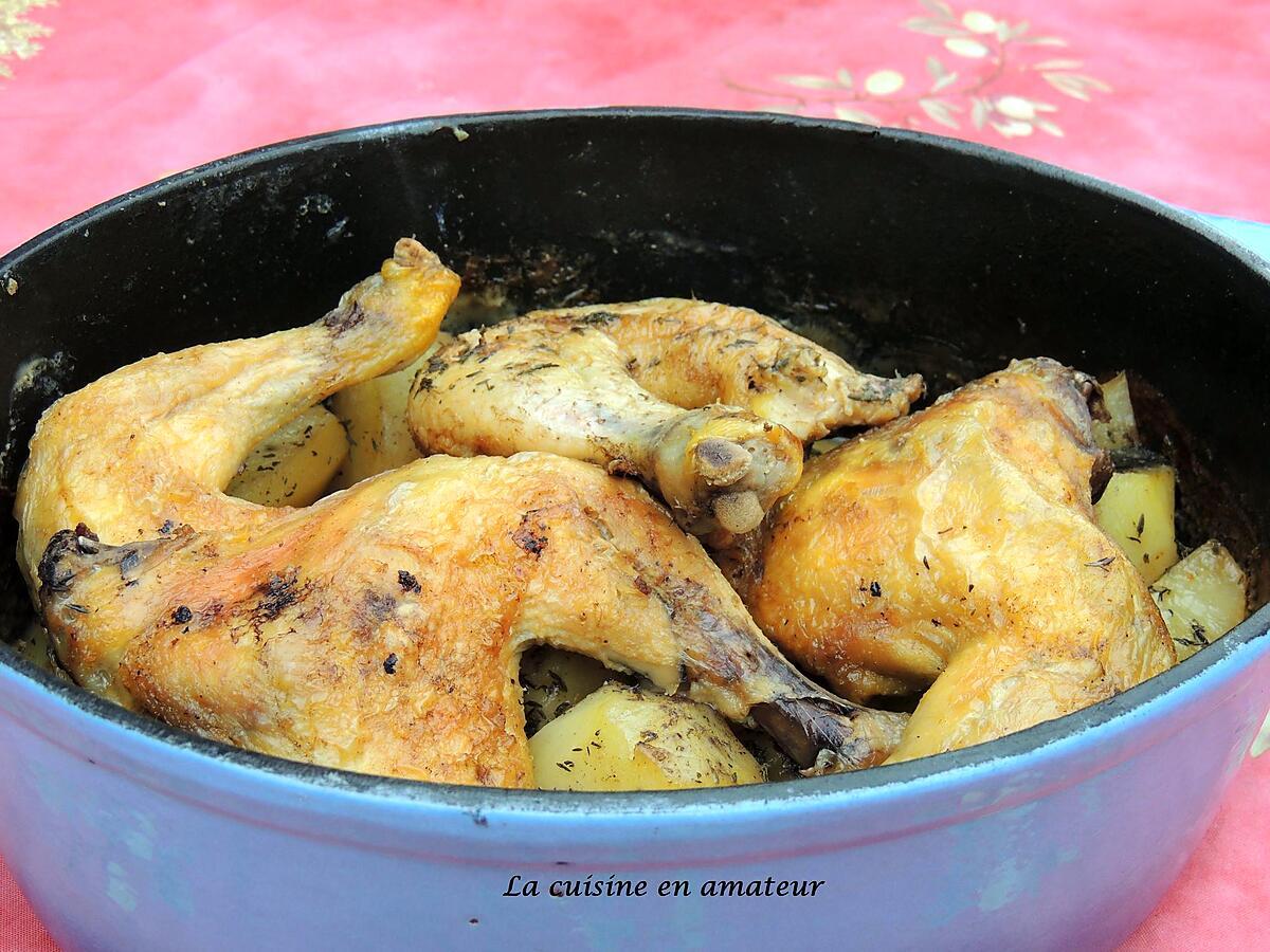 recette Poulet et pommes de terre en cocotte