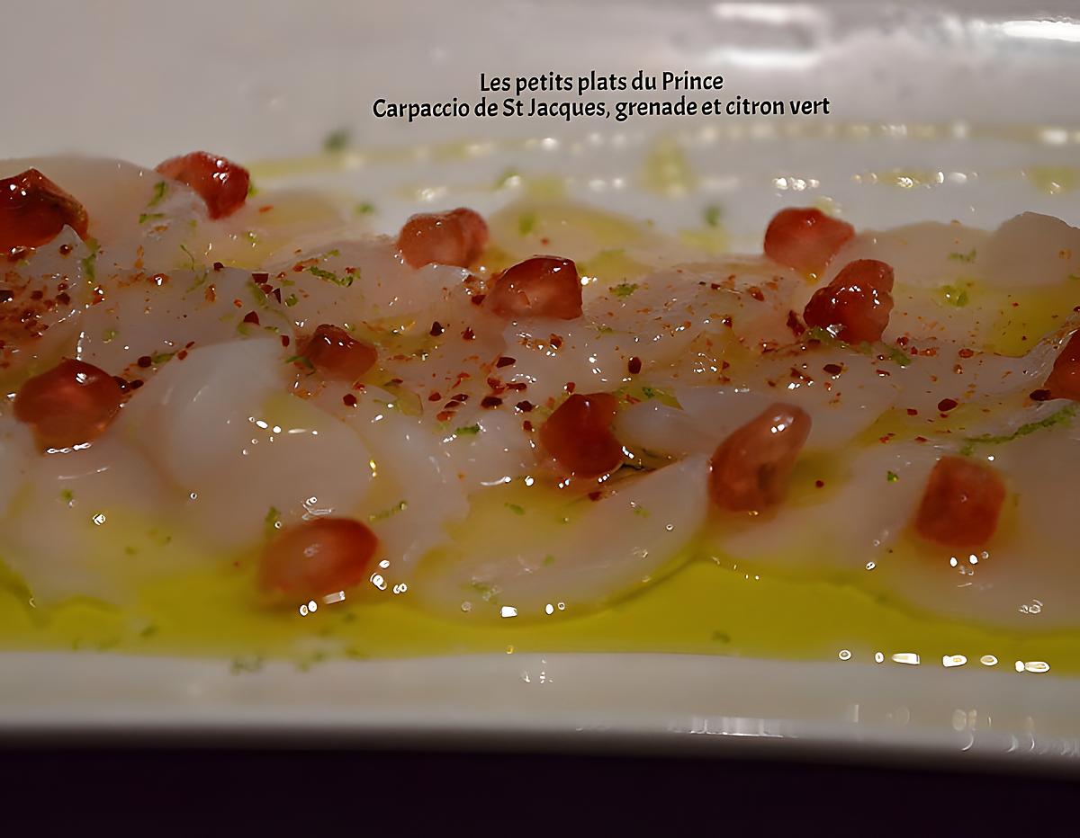 recette CARPACCIO DE ST JACQUES, GRAINS DE GRENADE, CITRON VERT