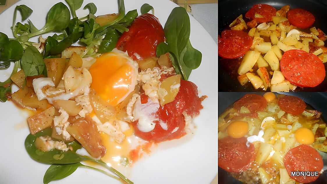 Recette de POELEE DE TOMATES POMMES DE TERRE AUX OEUFS