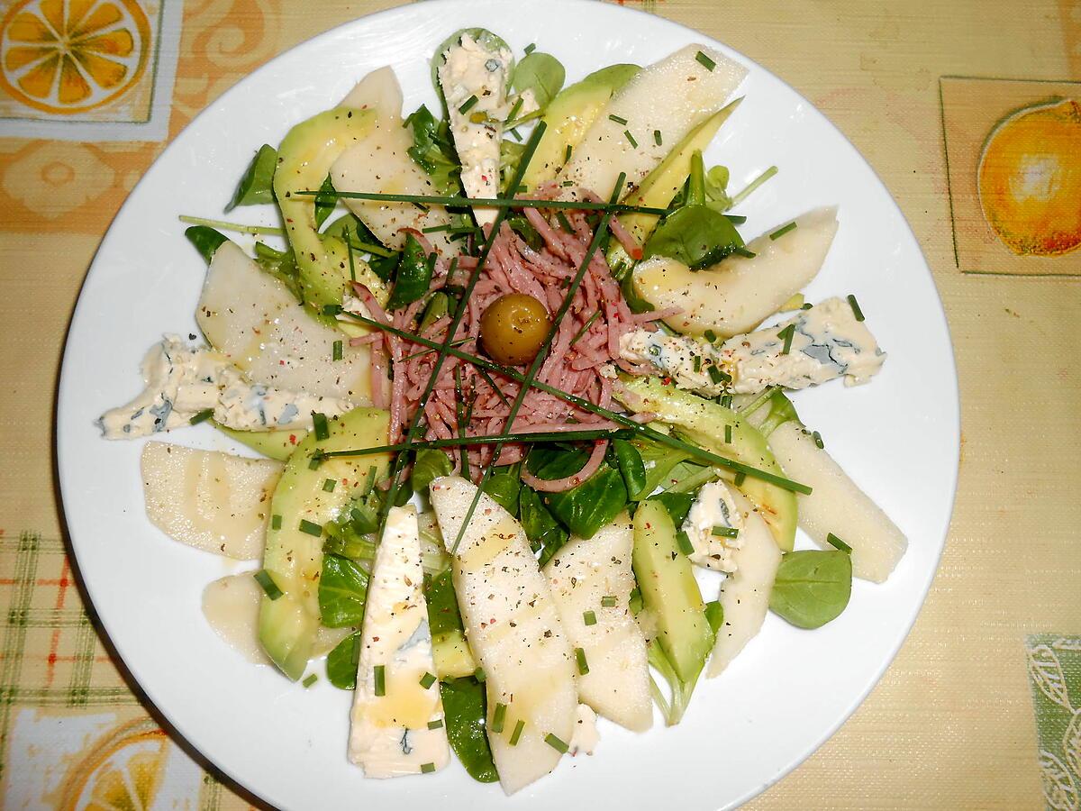 recette SALADE D'AVOCAT POIRE ET ROQUEFORT