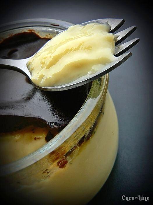 recette Craquant au Chocolat Noir sur Crème Vanille en Petit Pot ... Façon Laitière