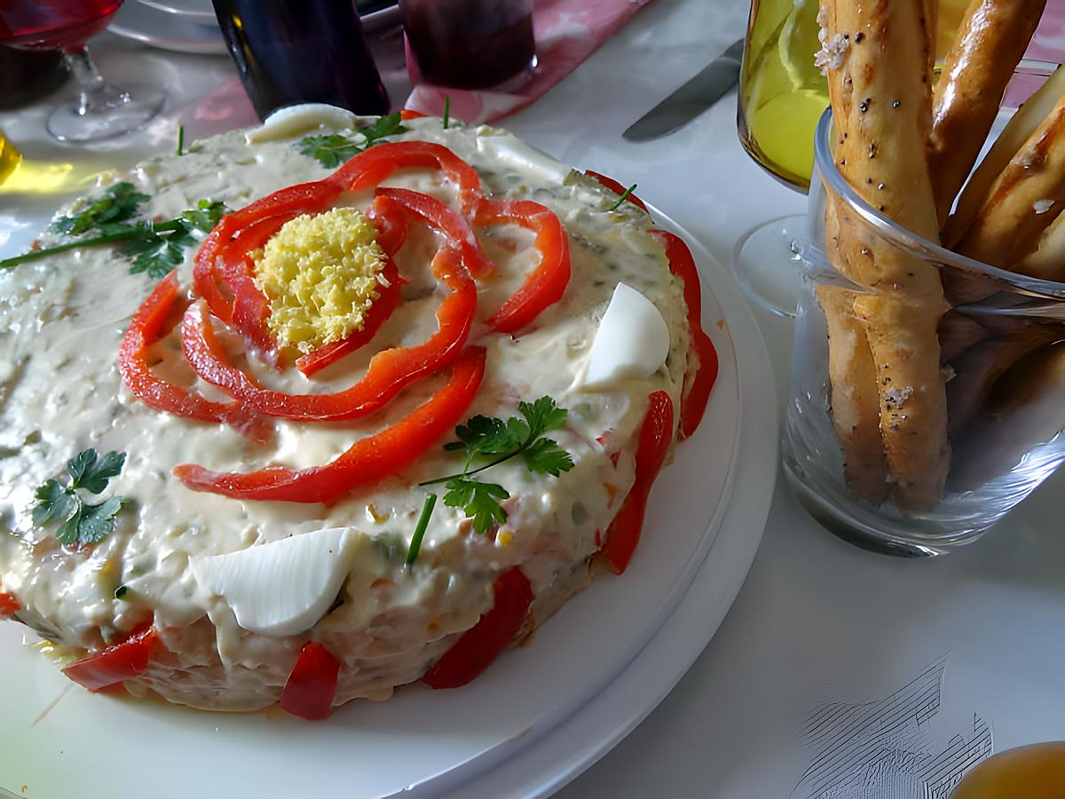 recette Rassols  ( Salade russe au saumon fumé et thon )