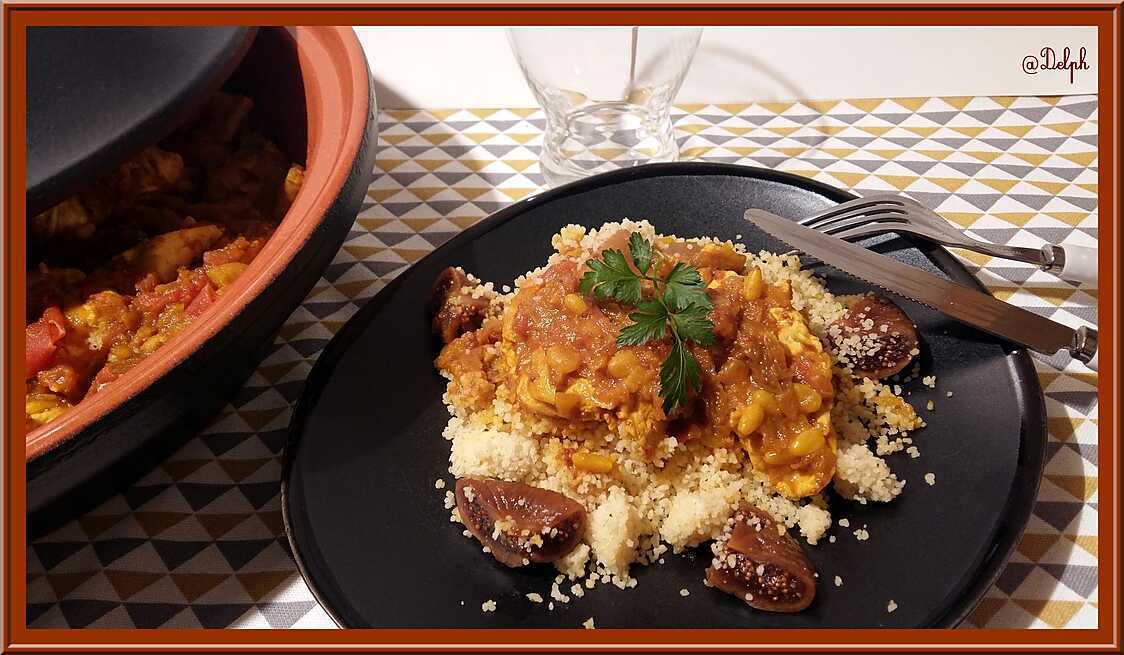 Recette de Tajine express de poulet aux figues moelleuses au thermomix.