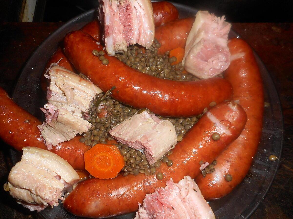 recette Potée de saucisses montbéliard aux lentilles