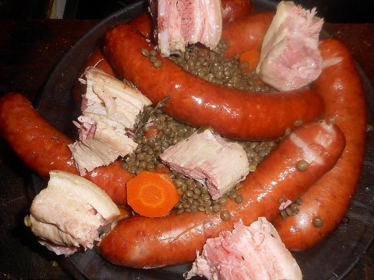 recette Potée de saucisses montbéliard aux lentilles