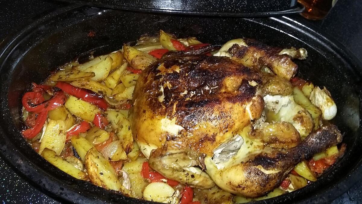 recette Poulet rôti a l'huile d'argan aux petits légumes