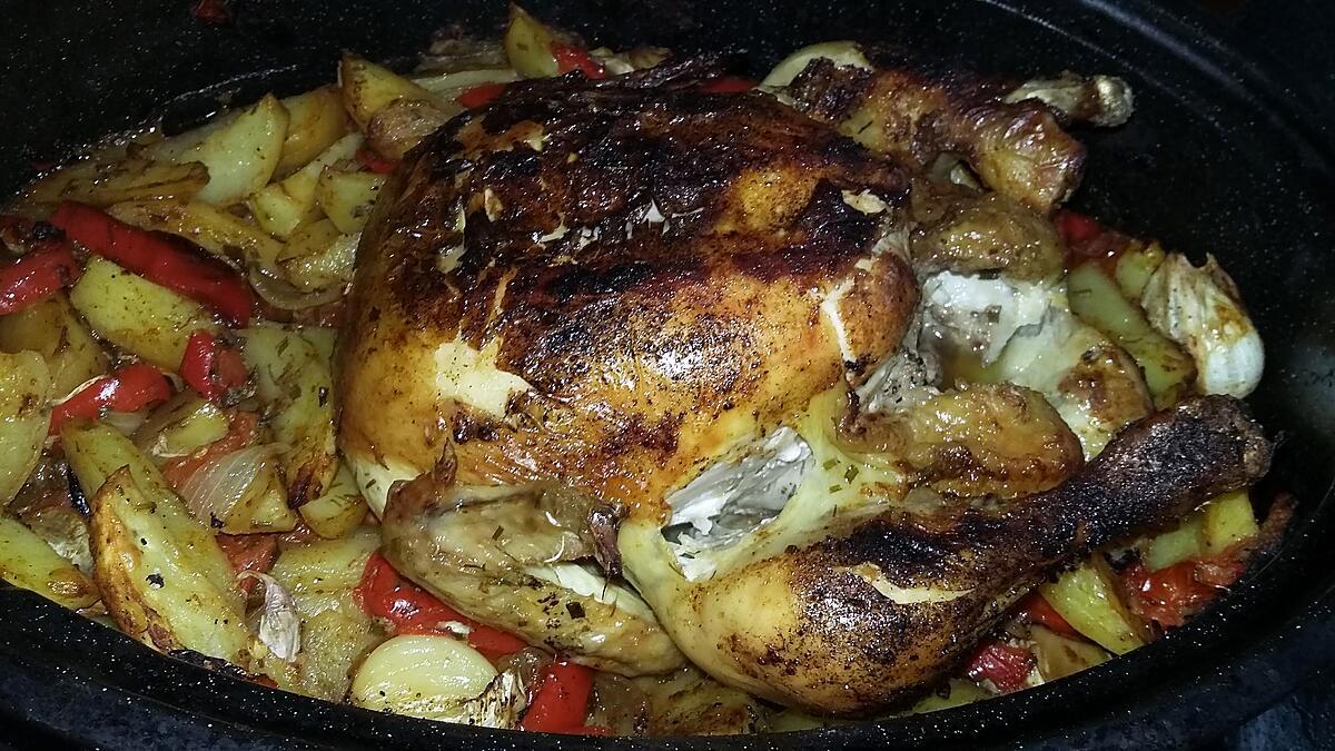 recette Poulet rôti a l'huile d'argan aux petits légumes