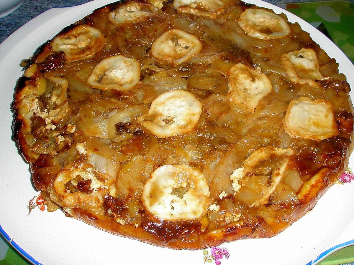 recette Tatin d'endives au chèvre,poire et noix