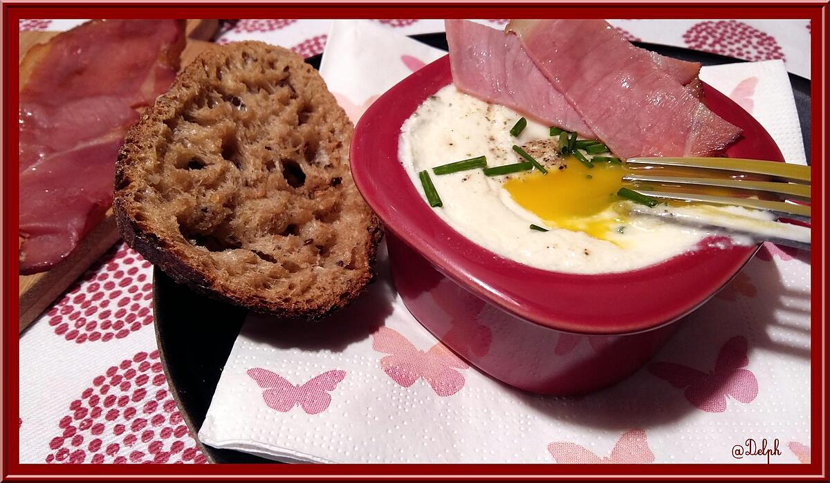 recette Oeuf cocotte à la crème de Roquefort