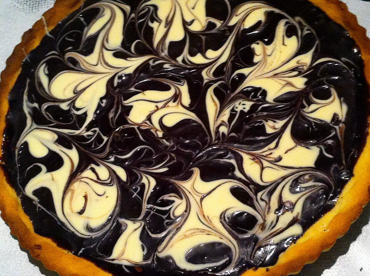 recette Tarte au chocolat noir et blanc