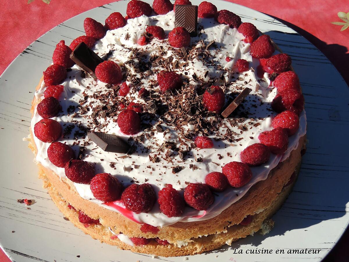 recette Génoise garnie framboises et mascarpone