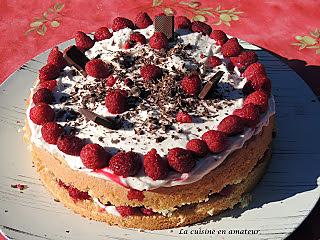 recette Génoise garnie framboises et mascarpone