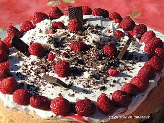 recette Génoise garnie framboises et mascarpone