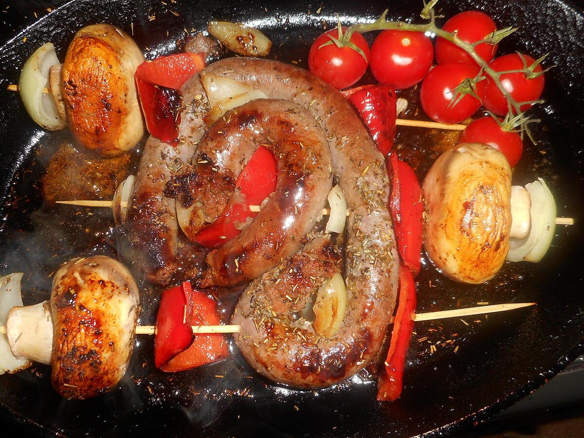 recette Brasse de saucisse de canard en brochette