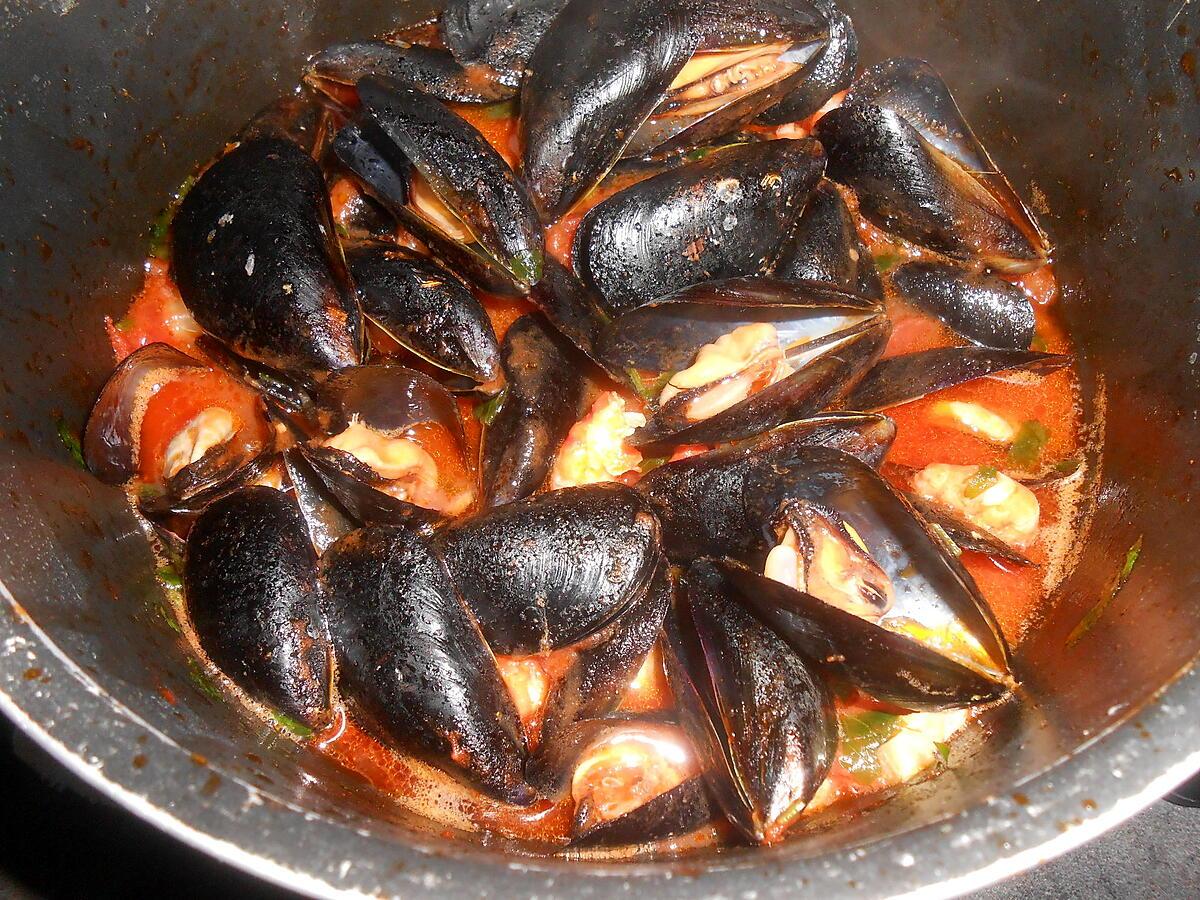 recette SPAGHETTI MOULES CREVETTES