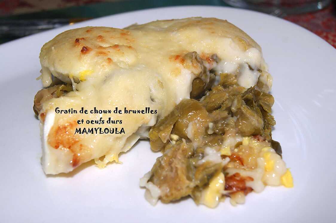 Recette de Gratin de choux de Bruxelles aux oeufs durs.