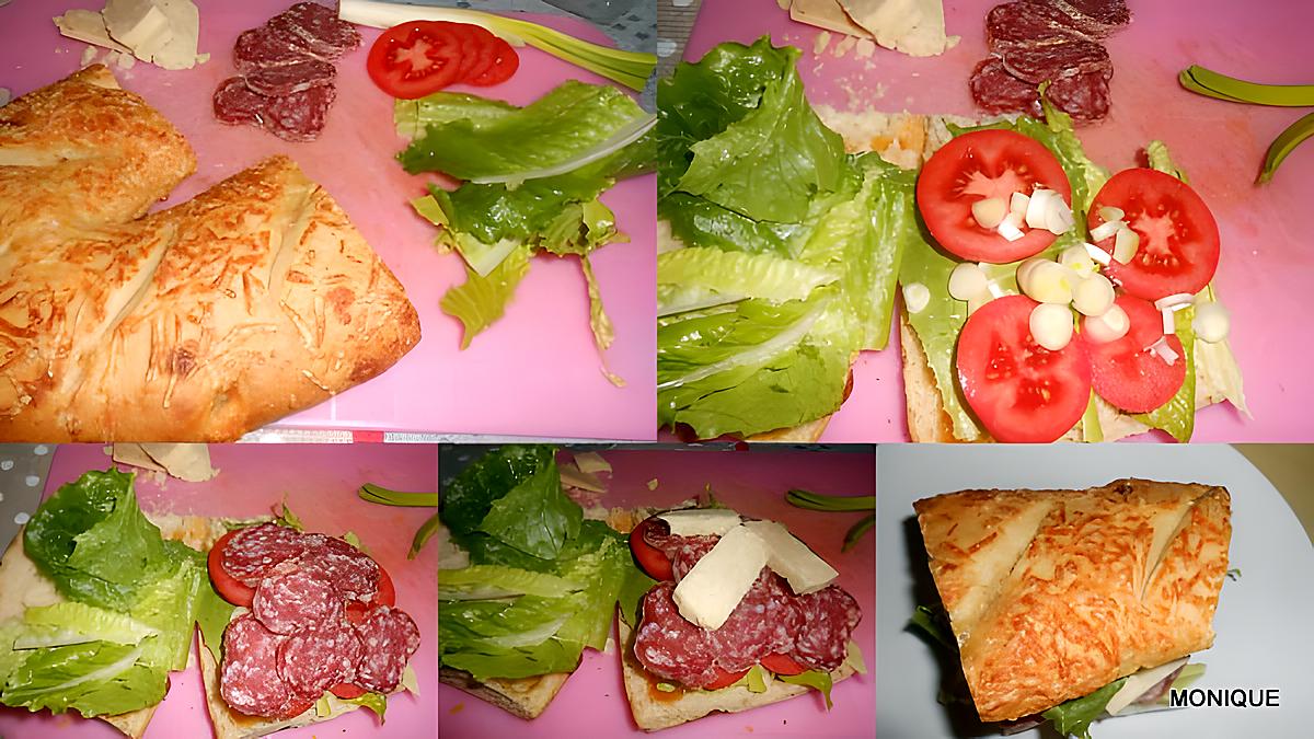 recette SANDWICH A LA FOCACCIA AUX 3 FROMAGES