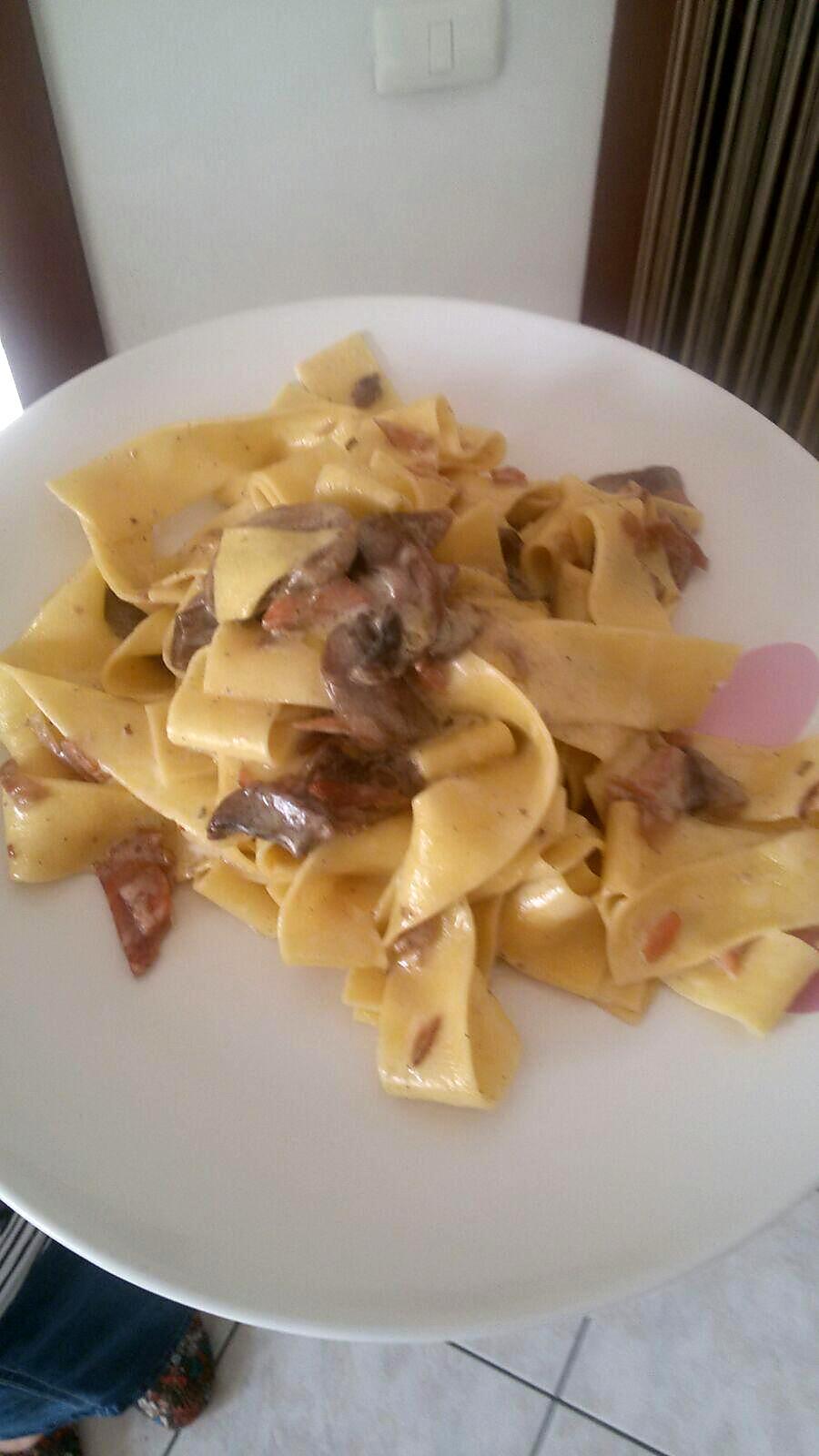 recette Tagliatelles aux champignons et saumon