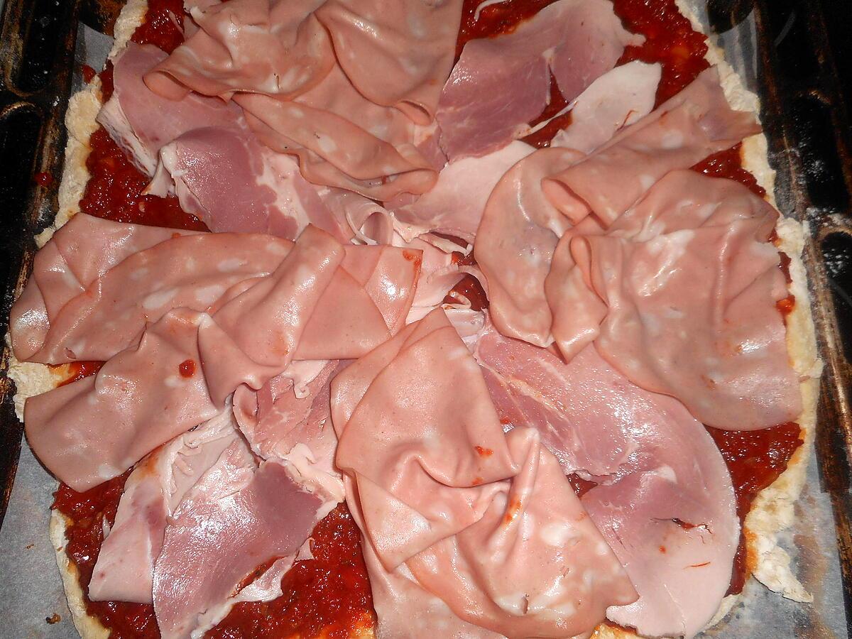 recette Pizza mortadelle,jambon et fromage