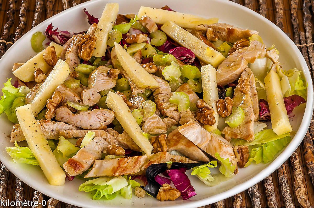 recette Salade de dinde aux pommes, céleri et noix