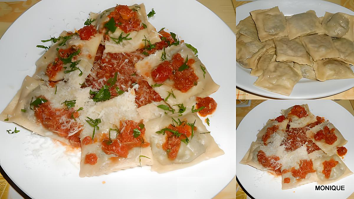 recette RAVIOLI FARCIS A LA VERDURE SAUCE BOLOGNAISE