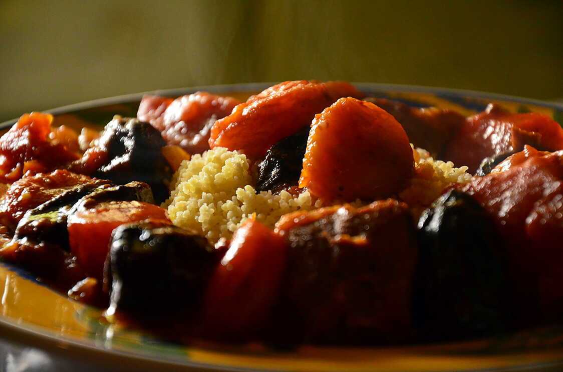 Tajine d'agneau au potiron, pruneaux et abricots secs