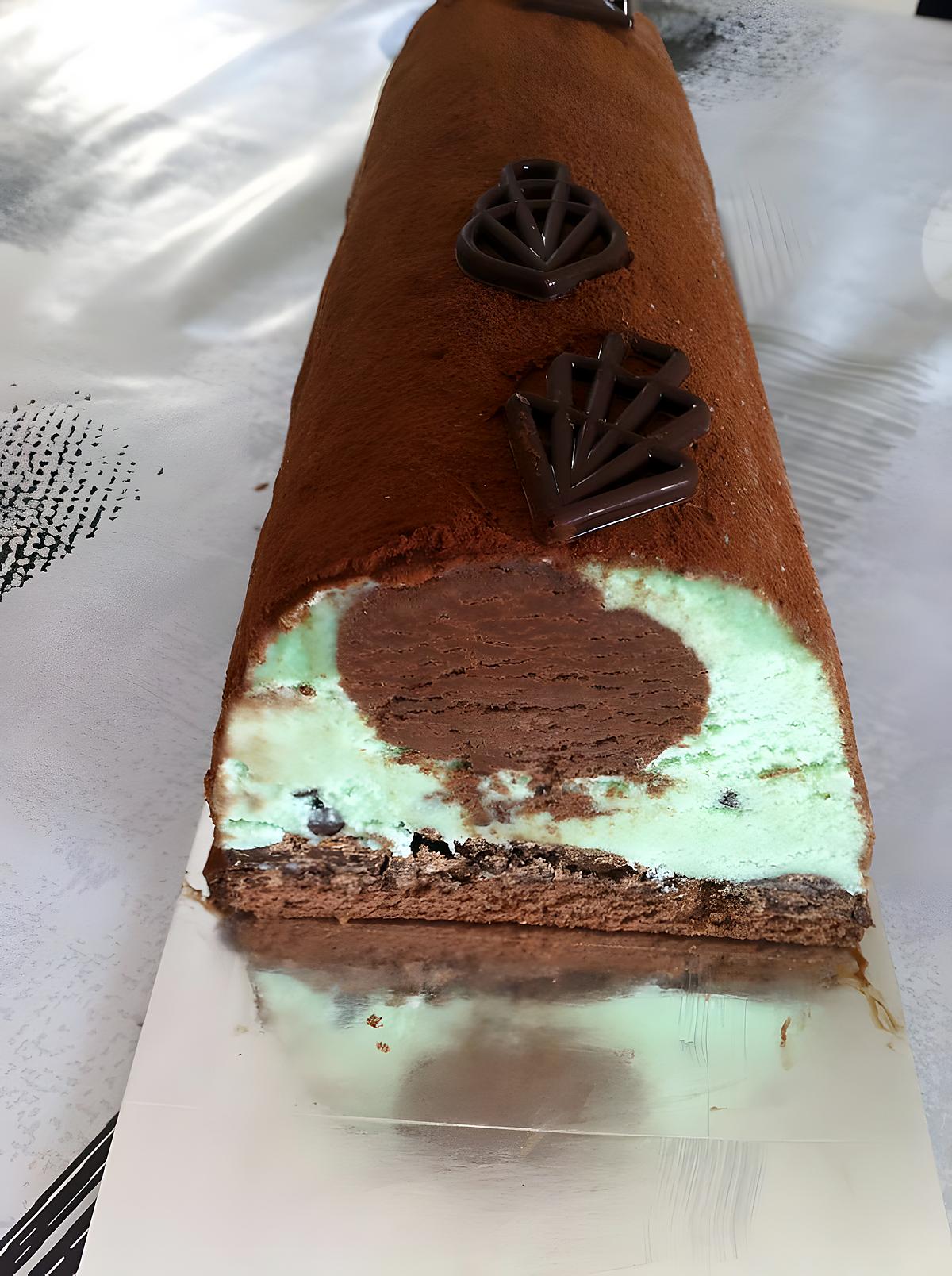 recette Bûche de Noël maison "menthe et chocolat"