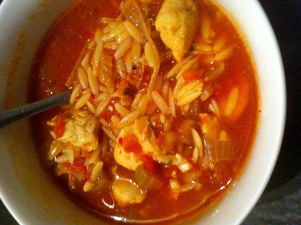 recette Soupe tomate et poulet épicée "konjac ou avoines"