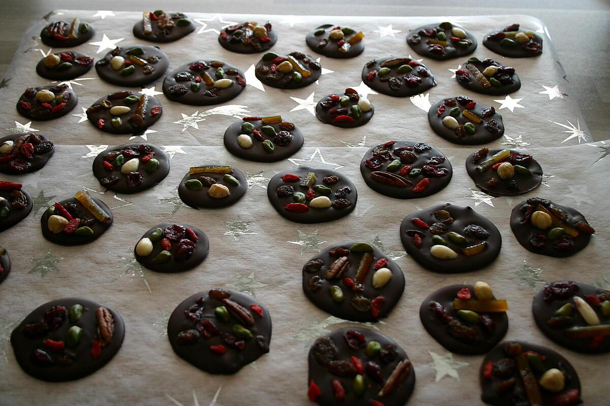 recette Mendiants au Chocolat Noir