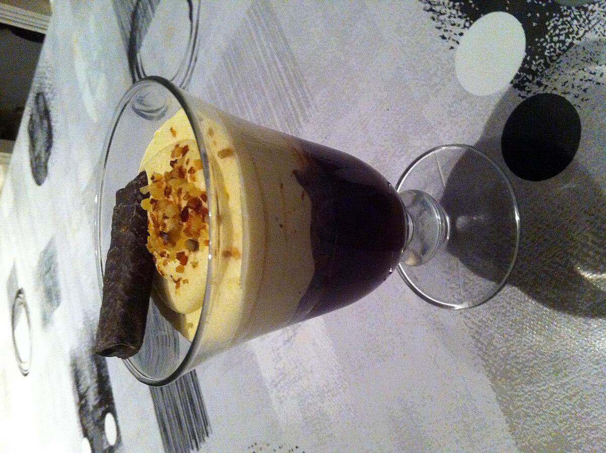 recette Verrine chocolat, croustillant praliné et mousseline passion