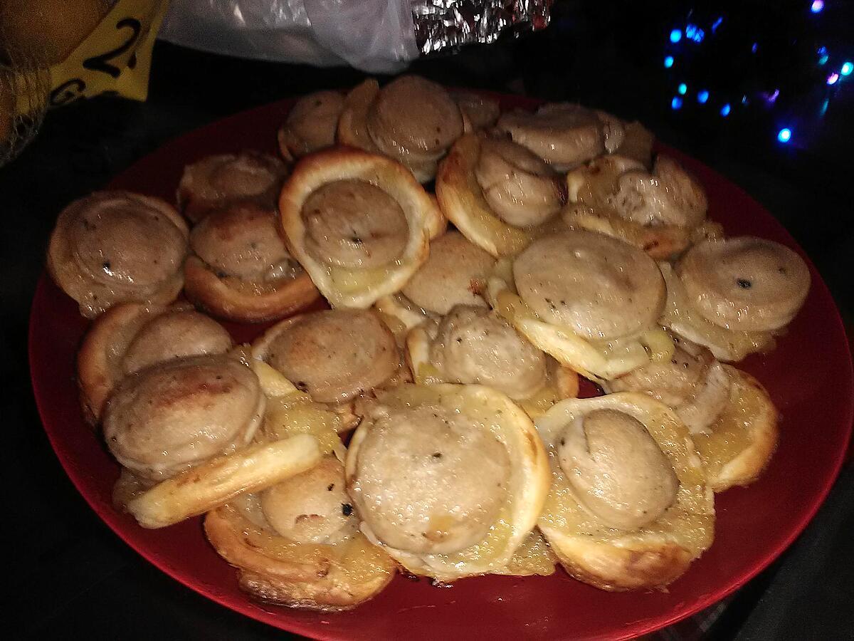 recette Feuilletés de boudin blanc a la truffe sur chutney de poire