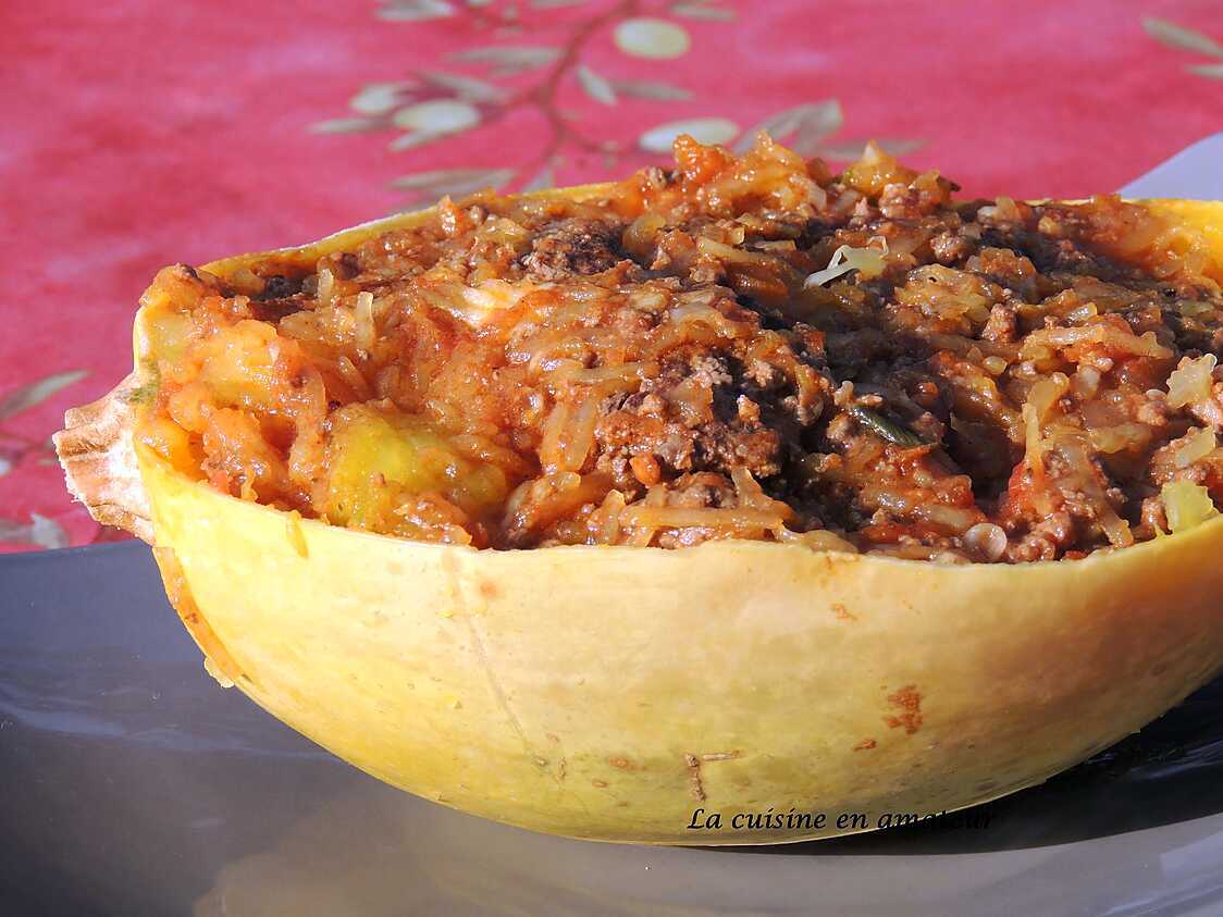 Courge spaghetti à la viande hachée