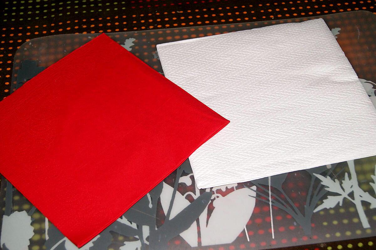 recette Pliage de serviette palmier bi colore (rouge et blanc)