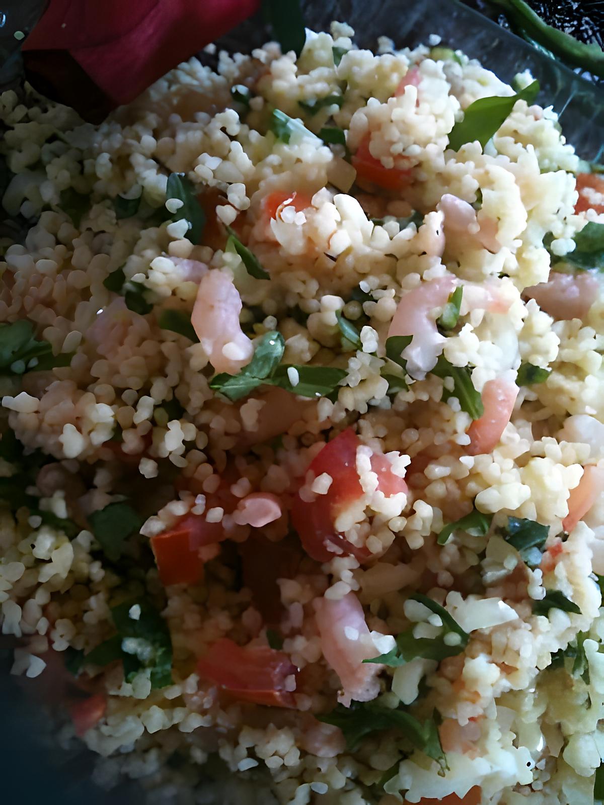 recette TABOULE  AUX  CREVETTES  ET  ROQUETTE