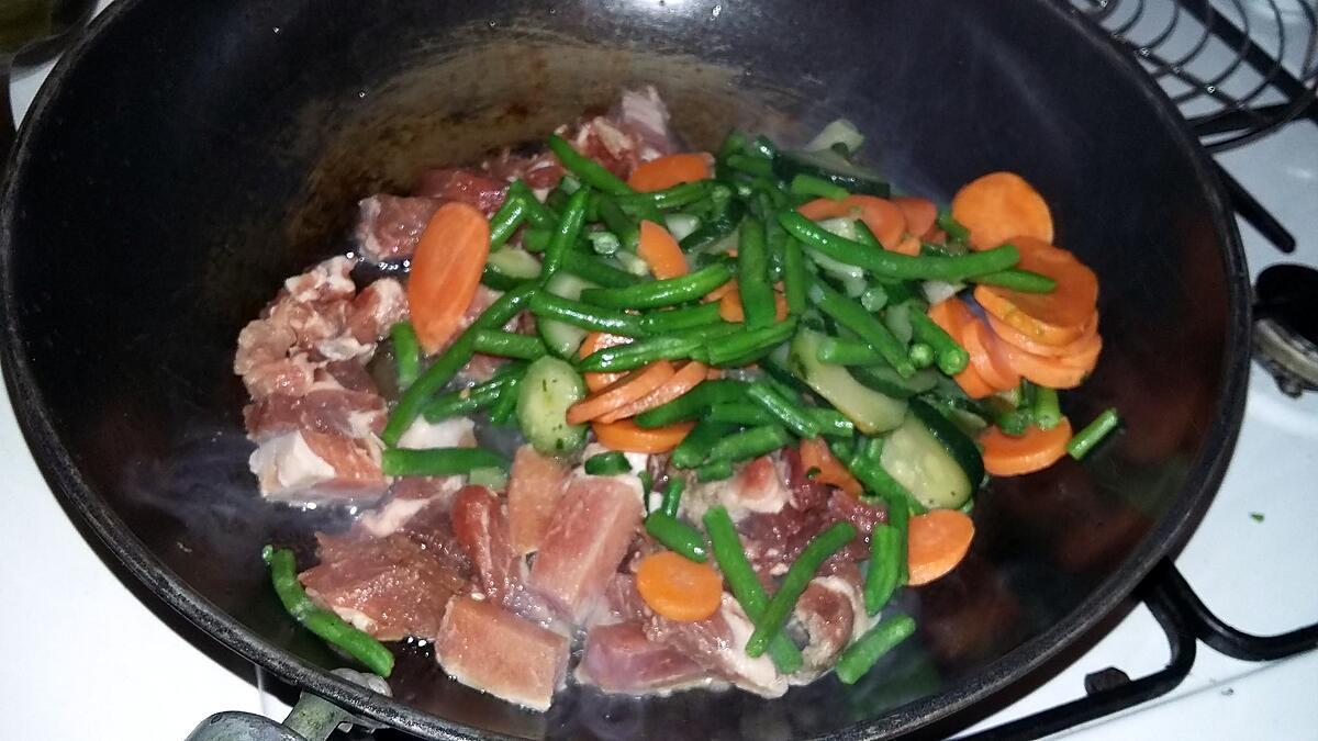 recette Wok de nouilles au porc et aux légumes