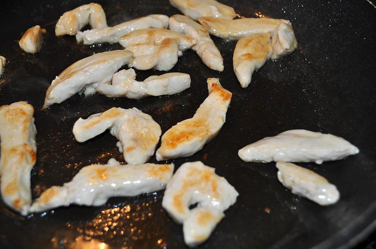 recette Poulet, sauce crémeuse aux poireaux et aux champignons