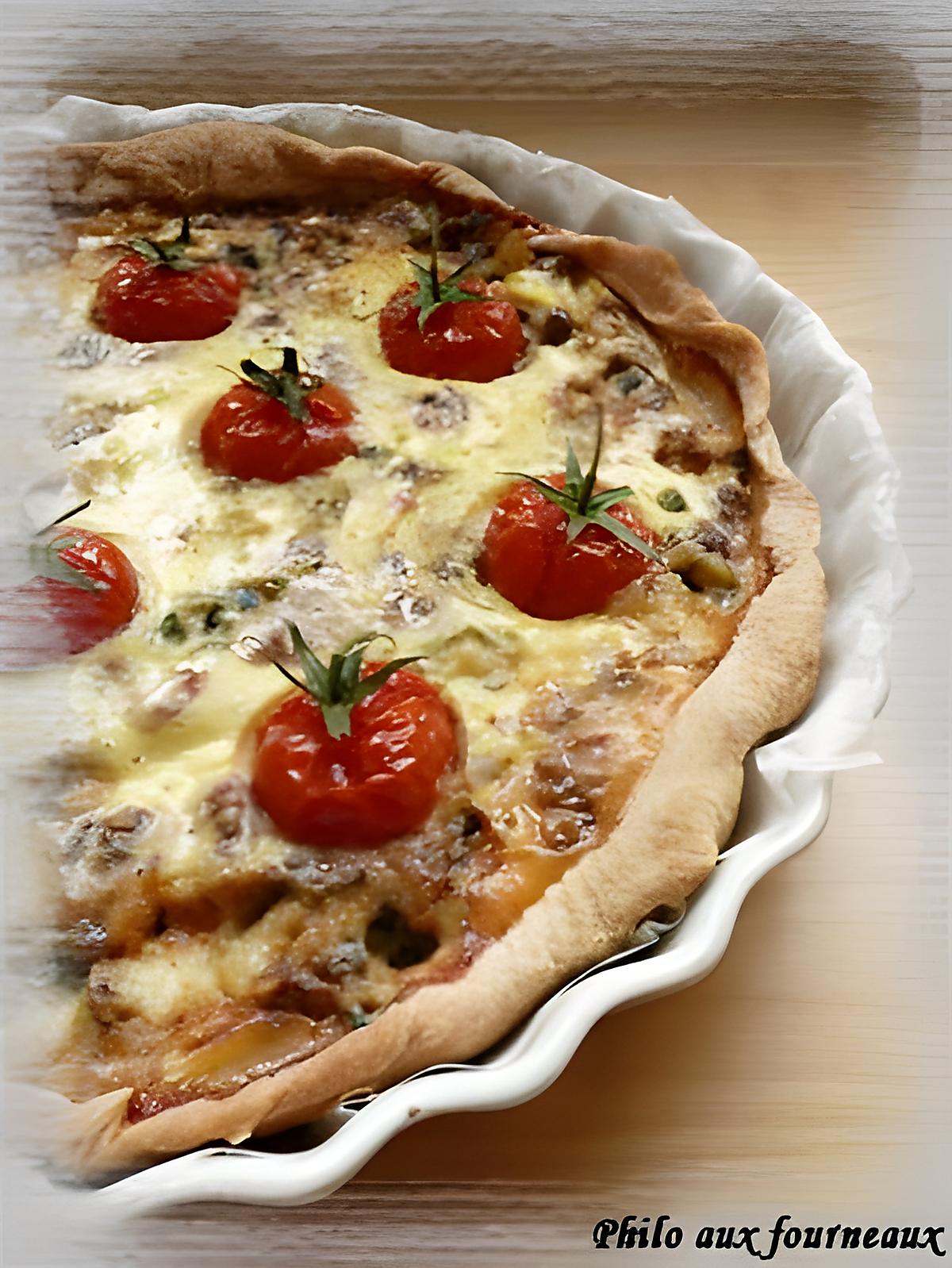 recette Quiche au roquefort, noix & tomates cerises