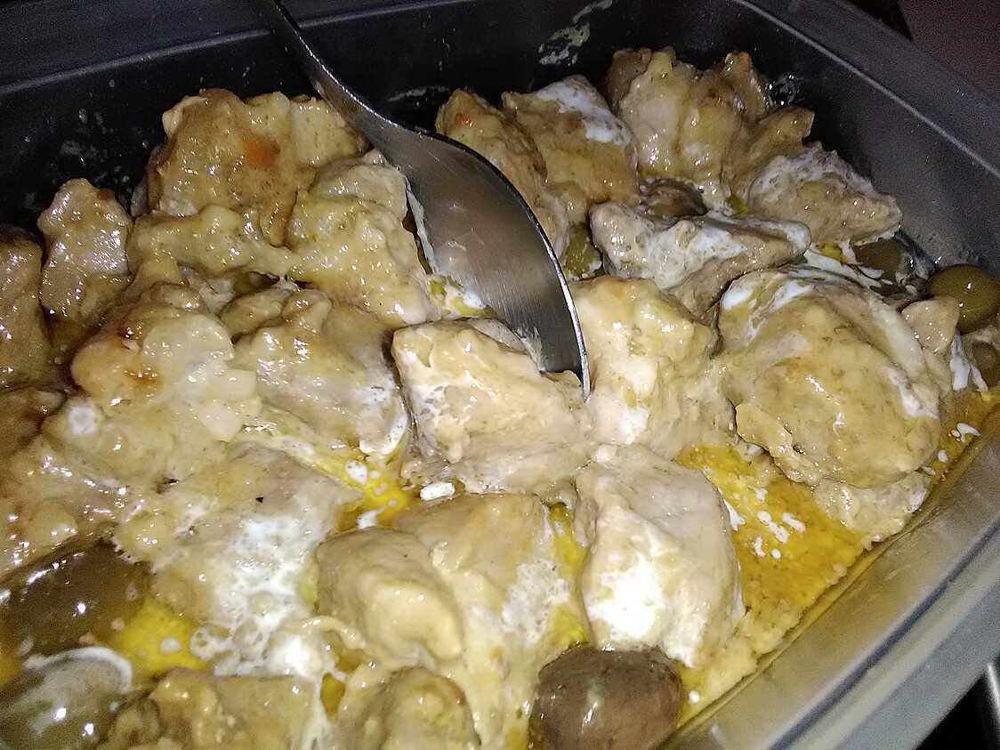 Recette de Rouelle de porc a la crème et au saté