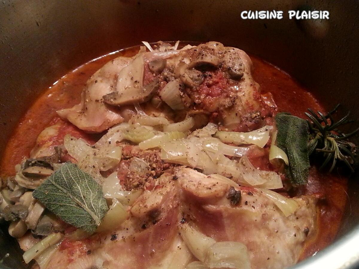 recette Lapin, champignons, tomates