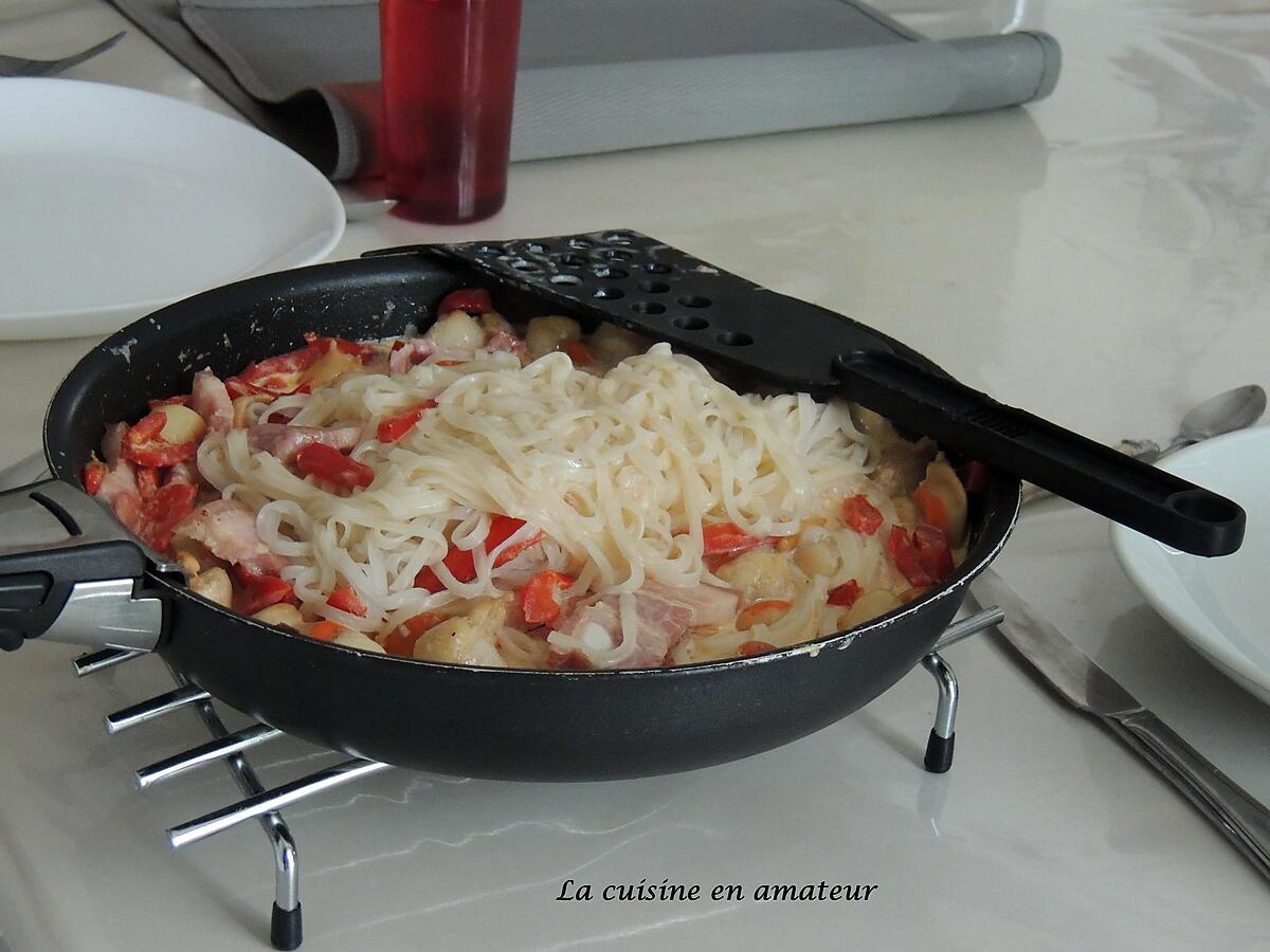 recette Tagliatelles de riz aux noix de St Jacques à la crème