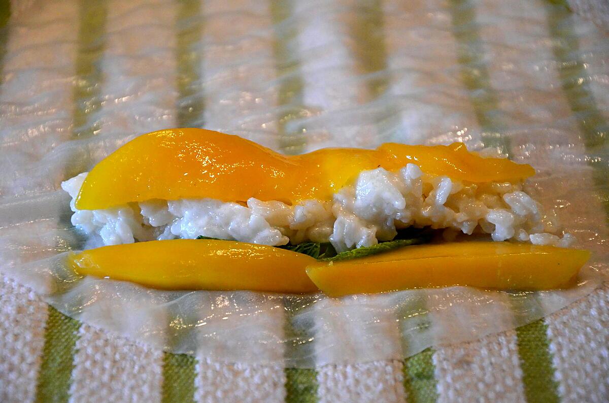 recette ROULEAUX DE PRINTEMPS SUCRES A LA MANGUE