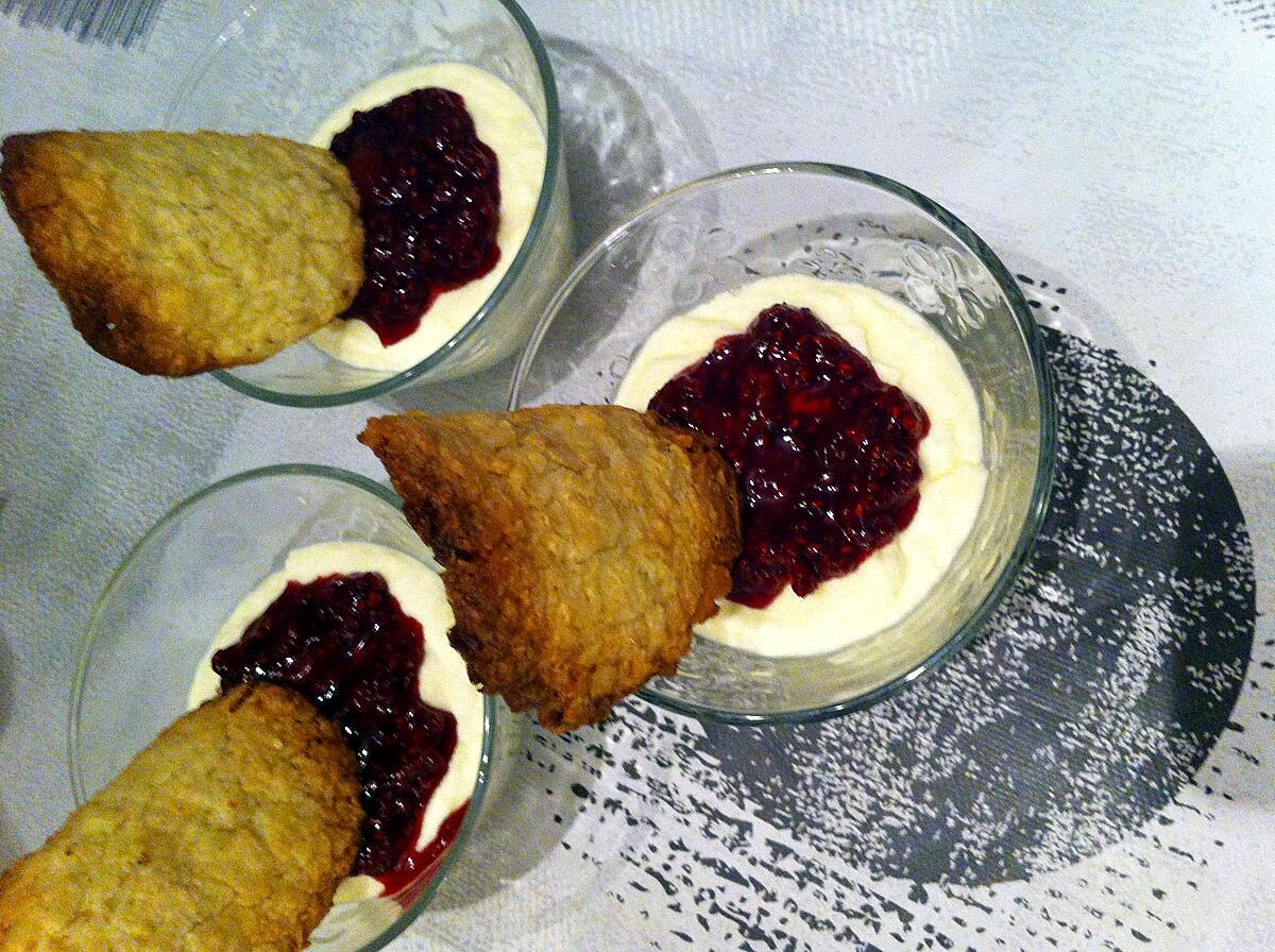 recette Mousse au chocolat blanc et compotée de framboises