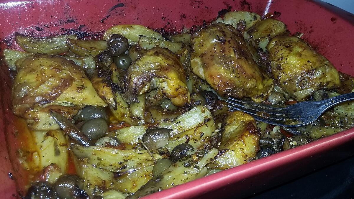 recette Haut de cuisses de poulet rôti aux olives et aux épices