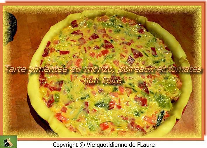 recette Tarte pimentée au chorizo, poireaux et tomates