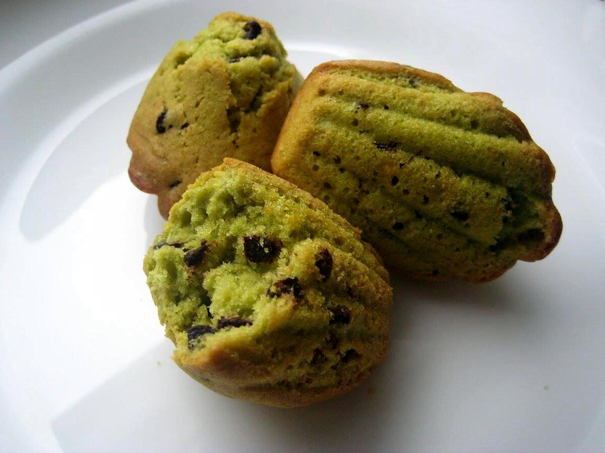 recette Madeleines à la pistache et pépites de chocolat