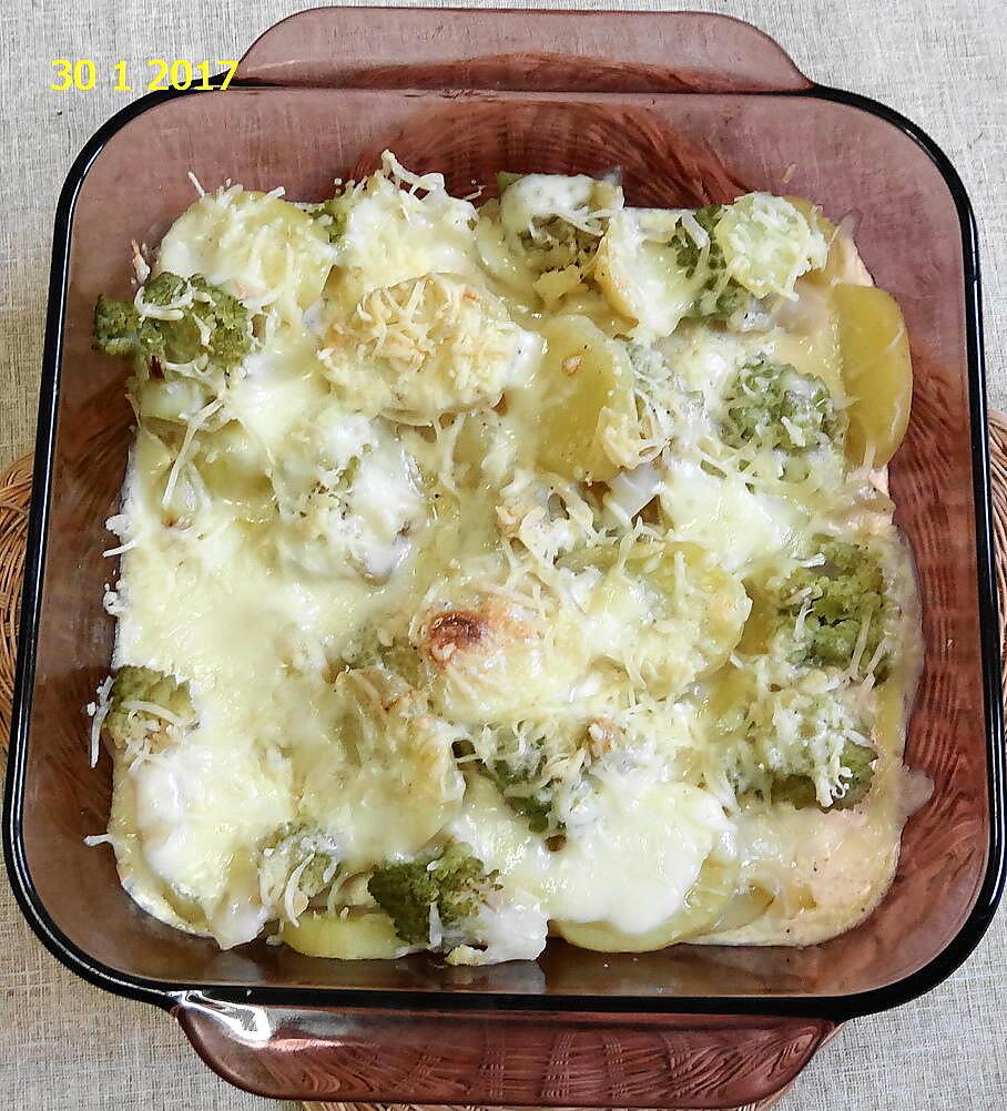 recette Gratin de romanesco, pommes de terre et chorizo