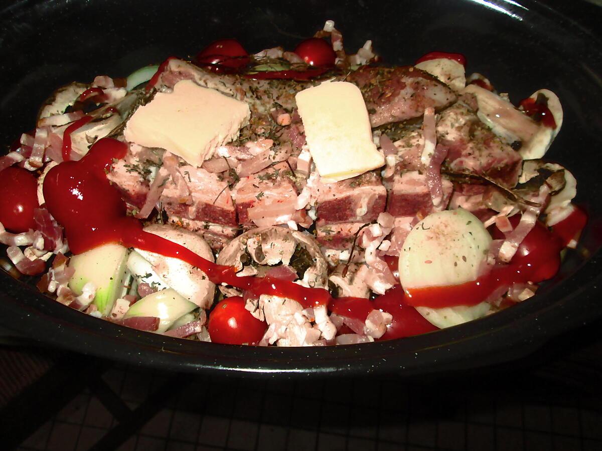 recette roti cotes  d agneau  champignons  chorizo